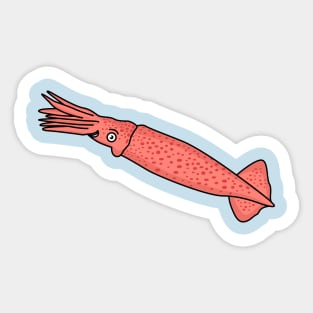 Pink happy squid cartoon illustration Sticker